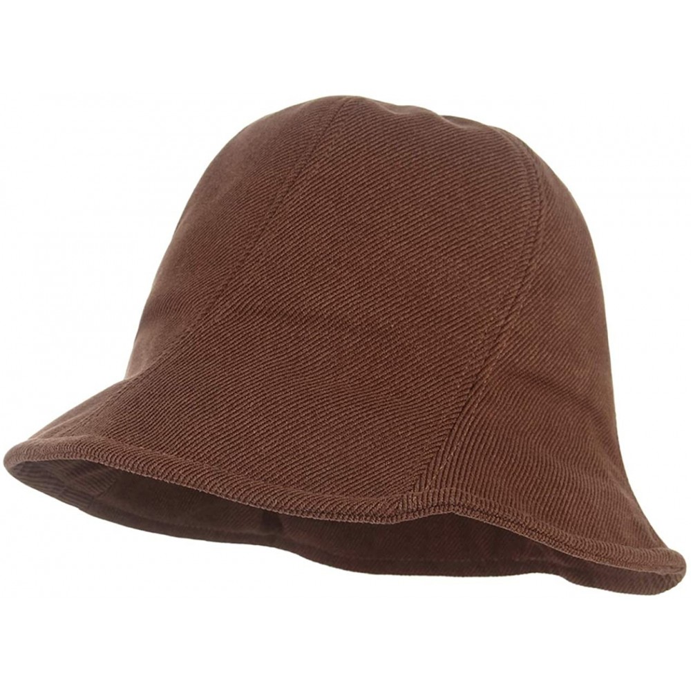 Bucket Hats Women Fashion Bucket Cloche Hat Twill Corduroy Fisherman Hat Packable Casual Autumn Winter Hat - Brown - CA18AHZ6...