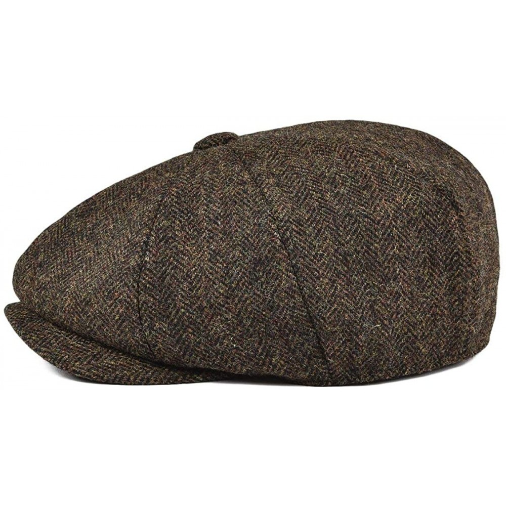 Men's Premium Wool Classic Flat Ivy Newsboy Cap Herringbone Pattern ...