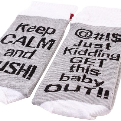 Headbands Labor and Delivery Non Slip Socks for Women Inspiration Hospital Funny Socks for Maternity Pregnancy - Gray - CU18S...