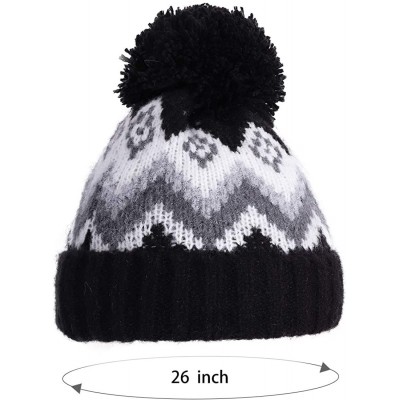 Skullies & Beanies Womens Winter Beanie Hat Warm Knit Skull Hat Scarf Set for Girl Slouchy Thick Fleece Lined Ski Hat with Po...