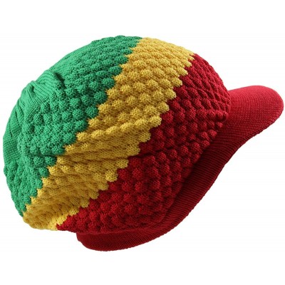 Skullies & Beanies Unisex Cotton Classic Rasta Beanie Visor - Red/Yellow/Green - C6123UWTRD7 $19.33