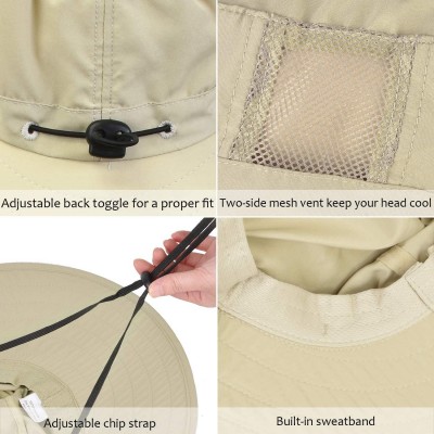 Sun Hats Wide Brim Sun Hat Outdoor UV Protection Safari Cap for Women - Tan - CA180GEWA37 $20.24