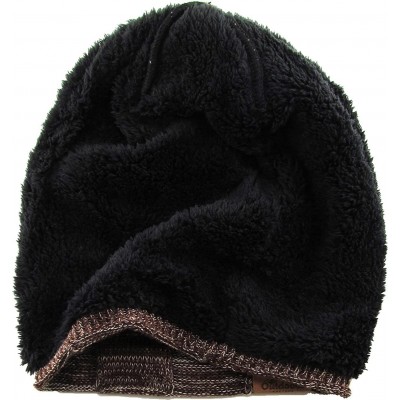 Skullies & Beanies Super Warm Slouchy Fleeced Long Beanie Warm Fur Lined Winter Knit Hat Thick Skull Cap - C818GL8ON8O $13.08