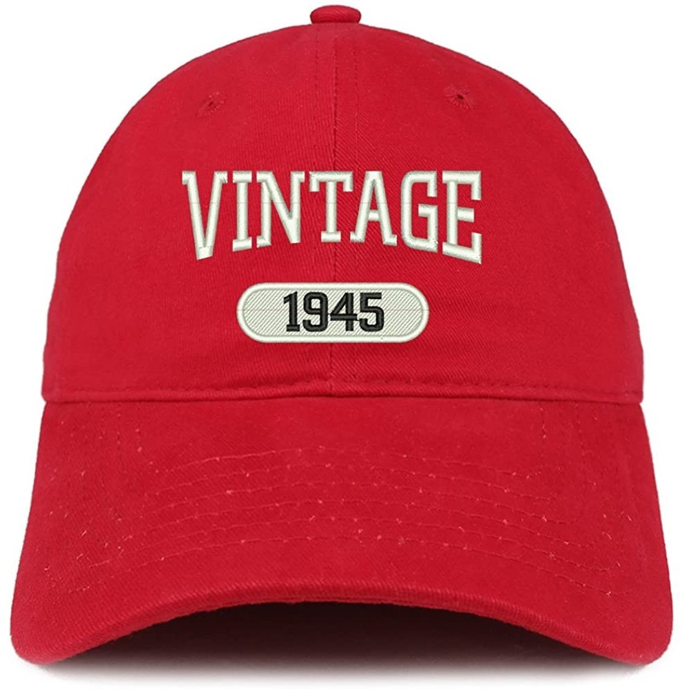 Baseball Caps Vintage 1945 Embroidered 75th Birthday Relaxed Fitting Cotton Cap - Red - CM180ZNLI77 $17.87