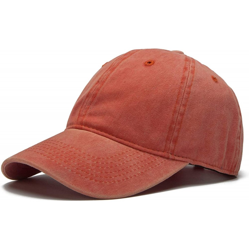 Baseball Caps Vintage Washed Twill Cotton Baseball Caps Low Profile Dad Hat - Orange - CI18QYZNII0 $8.04