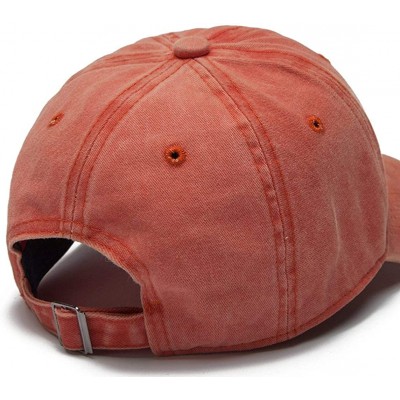 Baseball Caps Vintage Washed Twill Cotton Baseball Caps Low Profile Dad Hat - Orange - CI18QYZNII0 $8.04