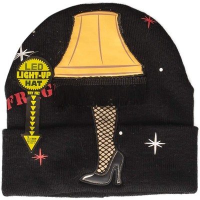 Skullies & Beanies Christmas Story Fragile Leg Lamp with Lights & Tassels Cuff Beanie Black - CE18GO6Z8X5 $14.55