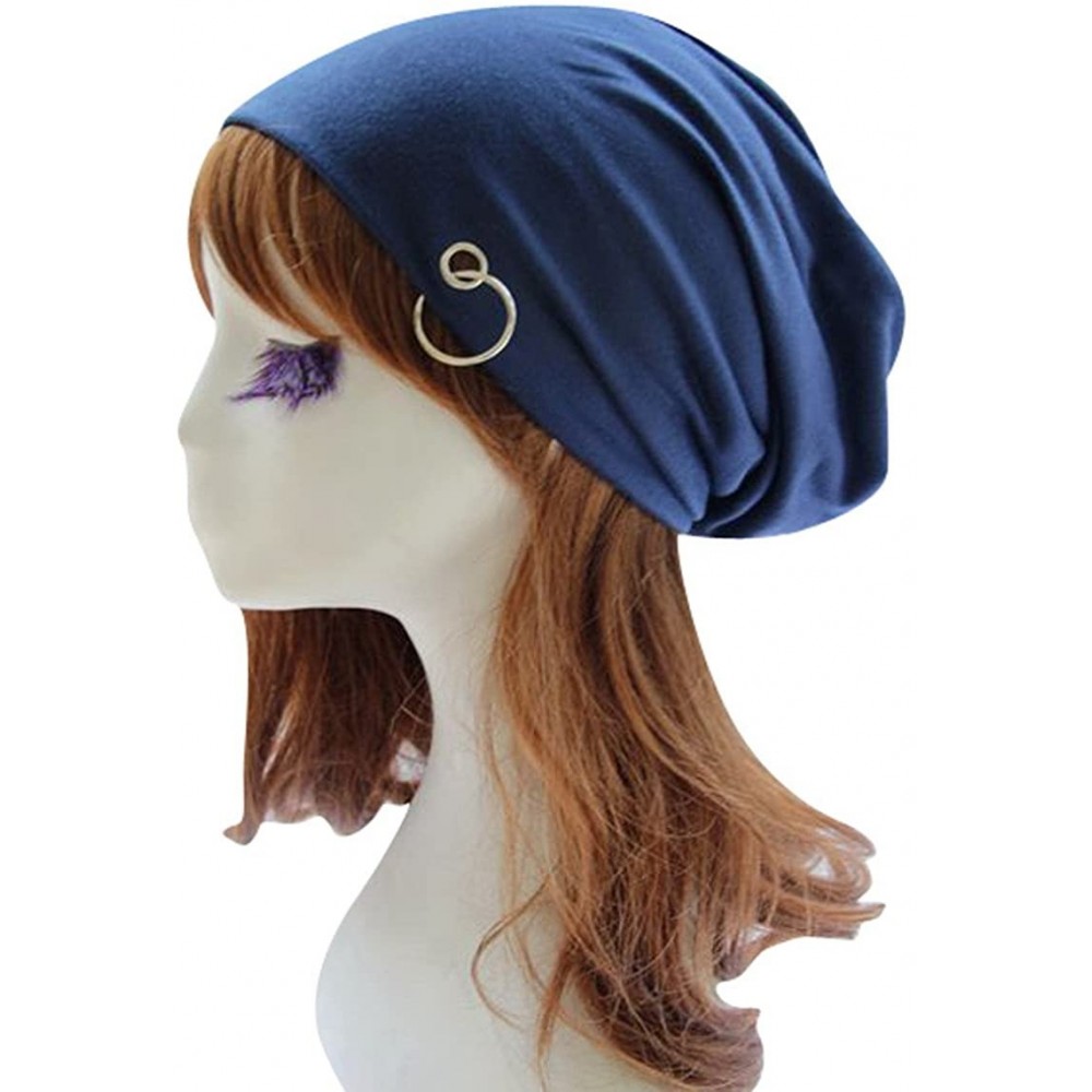 Skullies & Beanies Unisex Winter Wrinkle Knitted Crochet Baggy Hat Beanie Cap Beret - Blue-1 - CO126P63XOT $13.97