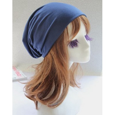 Skullies & Beanies Unisex Winter Wrinkle Knitted Crochet Baggy Hat Beanie Cap Beret - Blue-1 - CO126P63XOT $13.97