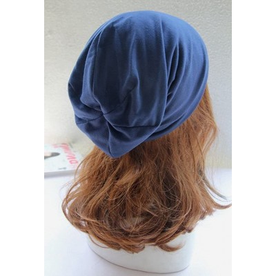 Skullies & Beanies Unisex Winter Wrinkle Knitted Crochet Baggy Hat Beanie Cap Beret - Blue-1 - CO126P63XOT $13.97