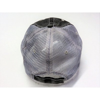 Baseball Caps White/Blue Glitter Thin Blue Line/Flag Heart Distressed Look Grey Trucker Cap Police - CH18M7U8MR3 $31.10