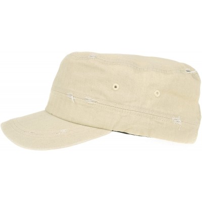 Baseball Caps Cadet Cap Camouflage Twill Cotton Distressed Washed Hat KR4303 - Beige - CW12FD17CPD $24.84