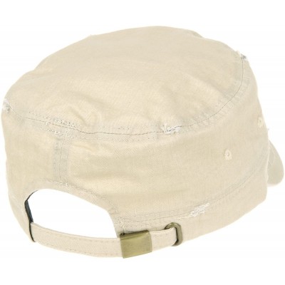 Baseball Caps Cadet Cap Camouflage Twill Cotton Distressed Washed Hat KR4303 - Beige - CW12FD17CPD $24.84