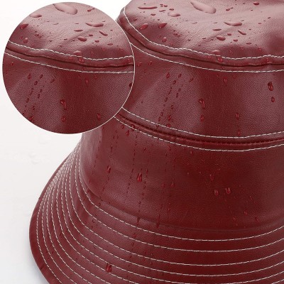 Bucket Hats Stylish Waterproof Foldable Fisherman Protects - Wine Red - CT18AC9D9YH $15.09