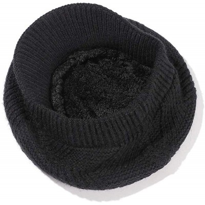 Skullies & Beanies Women Winter Warm Hat Slouchy Cable Knit Visor Crochet Beanie Hats Snow Ski Skull Cap with Brim Black - CG...