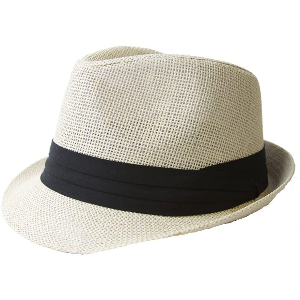 Fedoras Tweed Classic Cuban Style Fedora Fashion Cap Hat- Ivory - C9112X0GIFN $16.66