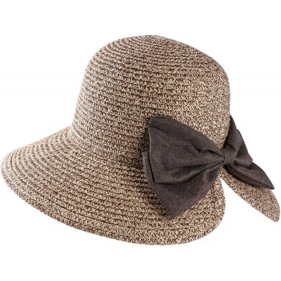 Sun Hats Womens Light Weight Bow Bucket Straw Sun Hat - Tan - CM183KLT5HS $16.31