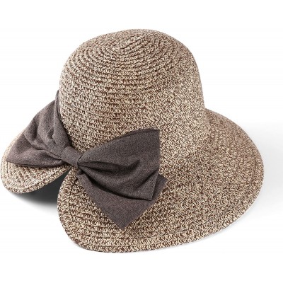 Sun Hats Womens Light Weight Bow Bucket Straw Sun Hat - Tan - CM183KLT5HS $16.31