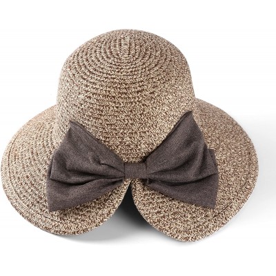 Sun Hats Womens Light Weight Bow Bucket Straw Sun Hat - Tan - CM183KLT5HS $16.31