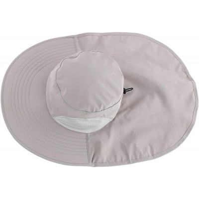 Sun Hats Outdoor Large Brim Fishing Hat with Neck Cover UPF 50+ Mesh Sun Hats - Light Grey - C818QCCYY3X $13.72