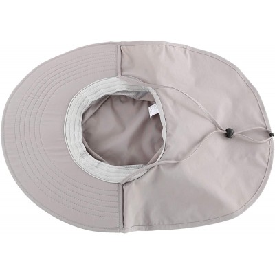 Sun Hats Outdoor Large Brim Fishing Hat with Neck Cover UPF 50+ Mesh Sun Hats - Light Grey - C818QCCYY3X $13.72