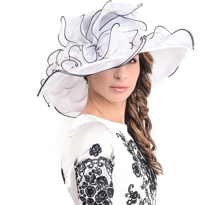 Sun Hats Womens Kentucky Derby Church Dress Wedding Floral Tea Party Hat S056 - White - CC12DBCUXAV $32.96