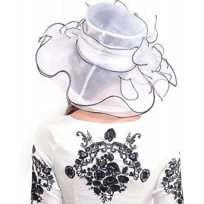 Sun Hats Womens Kentucky Derby Church Dress Wedding Floral Tea Party Hat S056 - White - CC12DBCUXAV $32.96