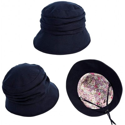 Bucket Hats Womens Bucket Sun Hat UPF 50 Chin Strap Adjustable Breathable - Navy69027 - CZ18QACWKNH $21.81