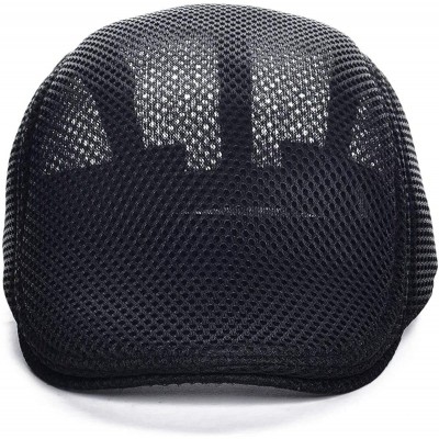 Newsboy Caps Men Breathable Mesh Summer Hat Newsboy Beret Ivy Cap Cabbie Flat Cap - Style3- Black - CK18SKSLXSS $11.27