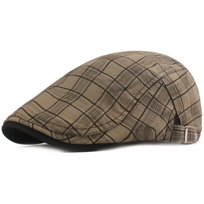 Newsboy Caps Colored Plaid Longshoreman`s Flat Cap Irish Ivy Newsboy Hat - 1975 Khaki+beige - CR197KNU745 $16.14