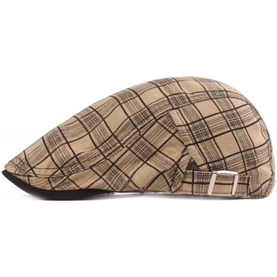 Newsboy Caps Colored Plaid Longshoreman`s Flat Cap Irish Ivy Newsboy Hat - 1975 Khaki+beige - CR197KNU745 $16.14