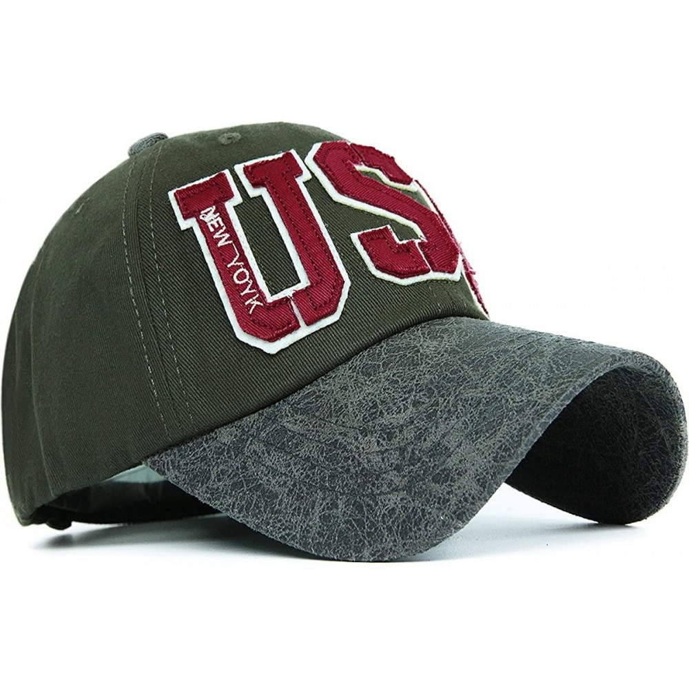 Baseball Caps Unisex Vintage Trendy Baseball Cap Trucker Hat Hip Hop American USA Star FLAG - Green - CK1227FY9YP $19.01