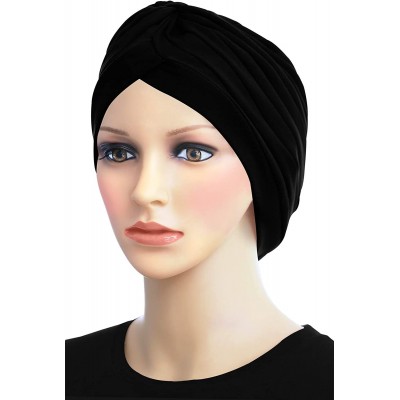 Skullies & Beanies Turban Hat Cap for Women Stylish Cotton Chemo Beanie Hat Caps - Black - CF18IYSYXO0 $23.07