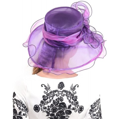 Sun Hats Womens Church Dress Derby Wedding Floral Tea Party Hat Ss-035 - Bow-purple - CC12D9ZCH5P $32.32