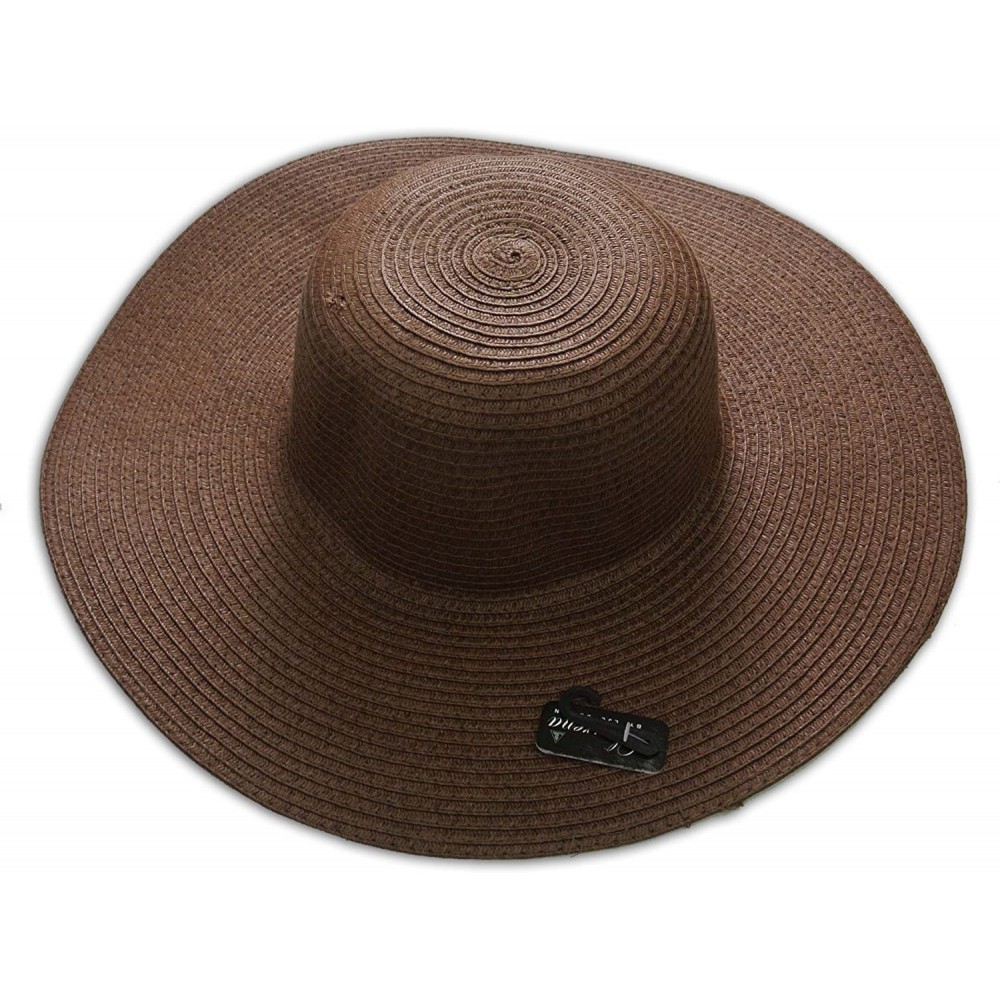 Sun Hats Women Colorful Derby Large Floppy Folderable Straw Beach Hat - Brown - CU11K53ZCSJ $8.48