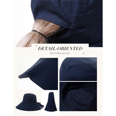 Sun Hats Summer Bill Flap Cap UPF 50+ Cotton Sun Hat with Neck Cover Cord for Women - 00020_navy(with Face Shield) - CA18WWZY...