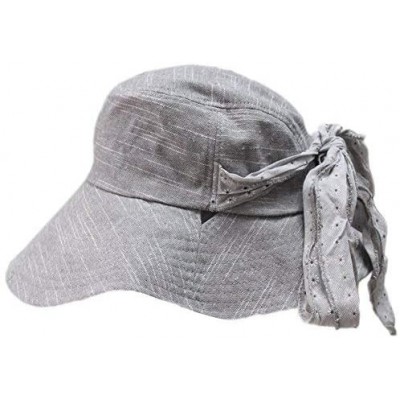 Sun Hats Women Summer Beach Cotton Flax Sun UV Protection Big Brim Folding Hat Visor Cap - Light Gray - C711XGZNYBP $14.67