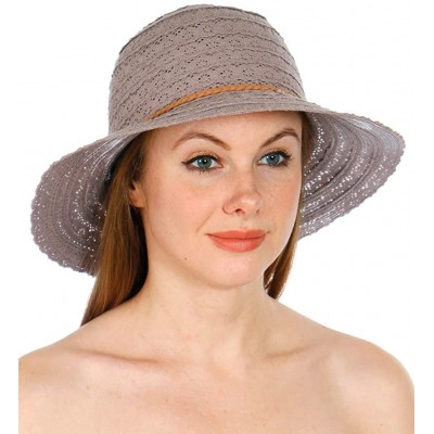 Bucket Hats Foldable Sun Hats for Women- Cotton Lace Bucket- for Beach Outdoor - Ltgrey - CT18OTNSGXE $11.52