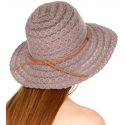 Bucket Hats Foldable Sun Hats for Women- Cotton Lace Bucket- for Beach Outdoor - Ltgrey - CT18OTNSGXE $11.52