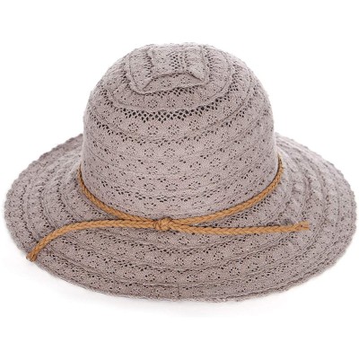 Bucket Hats Foldable Sun Hats for Women- Cotton Lace Bucket- for Beach Outdoor - Ltgrey - CT18OTNSGXE $11.52