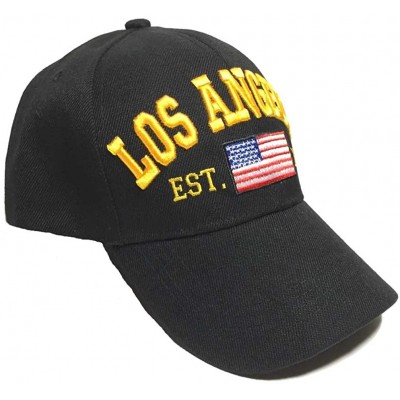 Baseball Caps American Flag Los Angeles City Baseball Cap with Great Seal Print Embroidered - Black - CJ11WPM6ENF $13.26